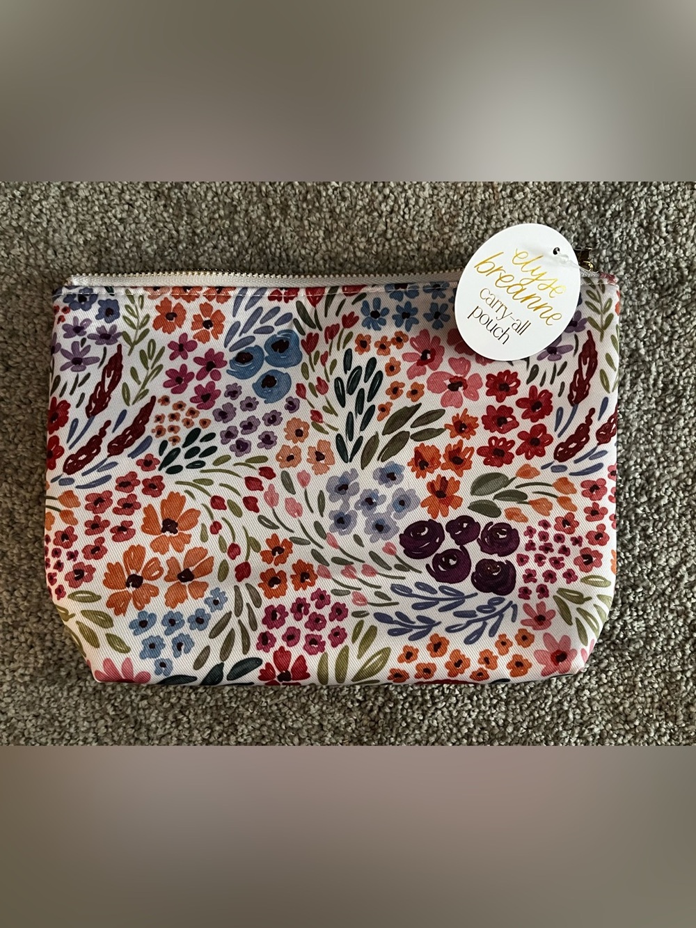 Floral Zip Pouch Cosmetic Bag